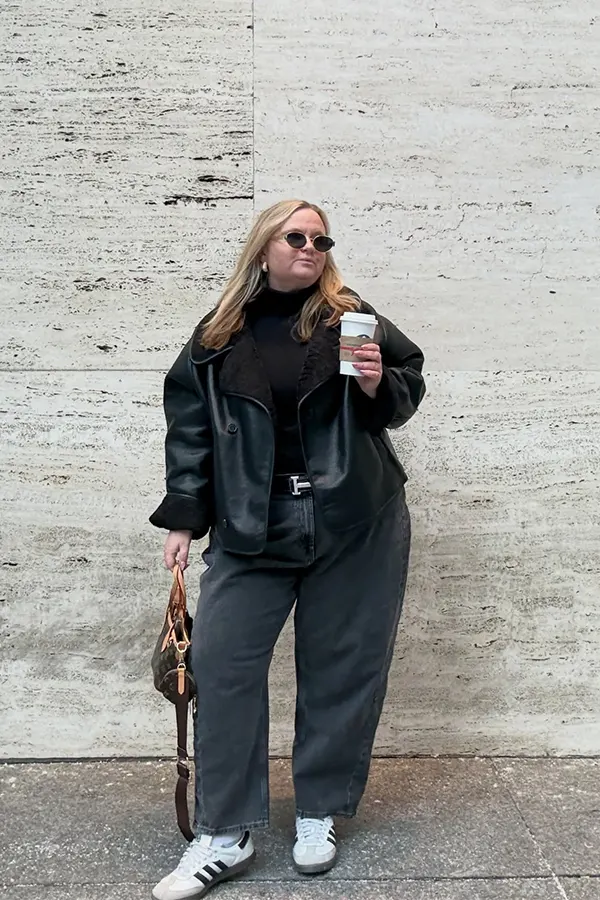 All Black Casual Outfit With Leather Jacket