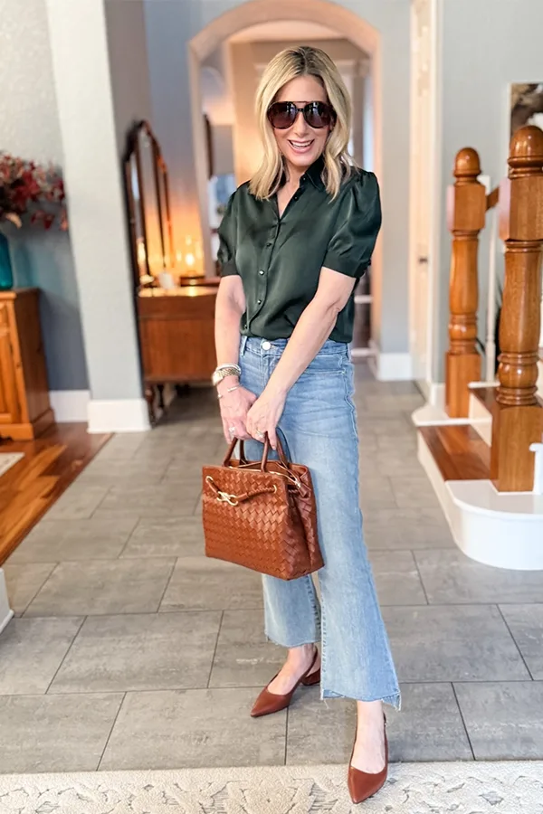Dark Green Top With Wide Leg Pants