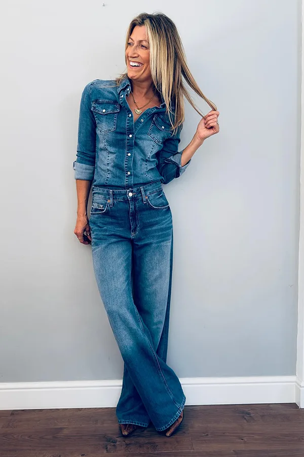 Head To Toe Denim With A Defined Waist