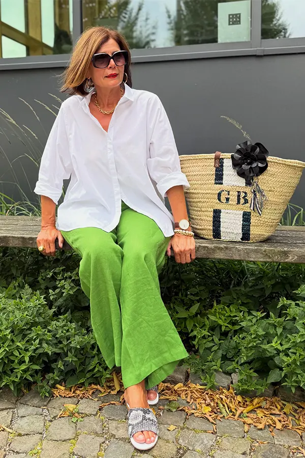 Navy Top With Bright Blue Relaxed Pants