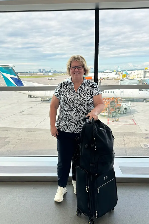 Printed Top With Comfortable Black Travel Pants