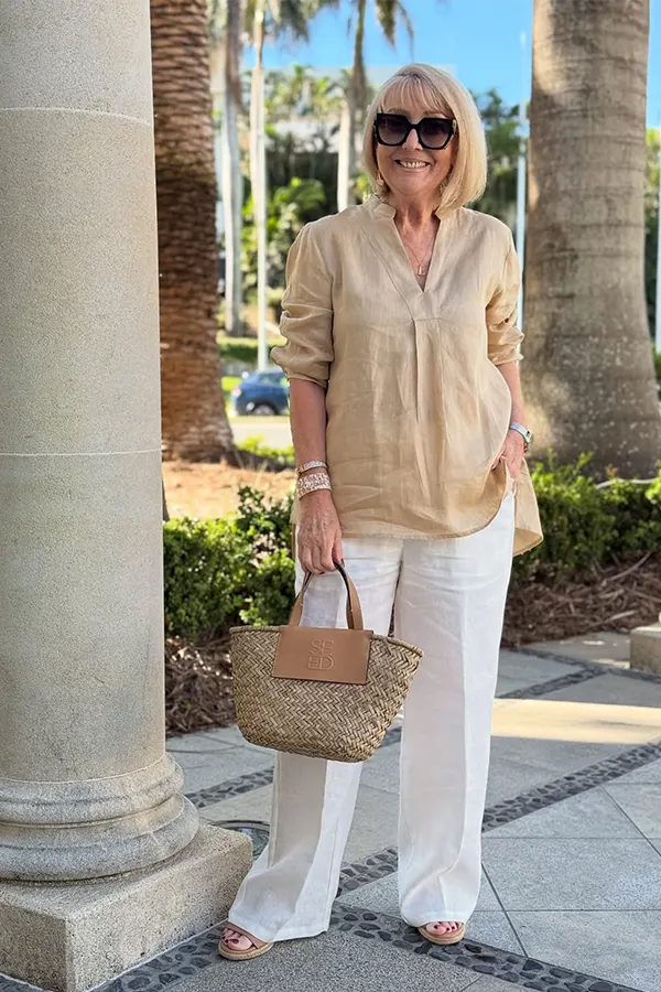 Soft Neutrals With A Linen Button Up