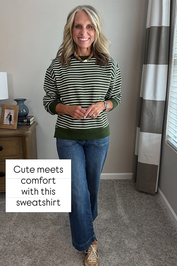 Striped Sweatshirt With Straight Leg Jeans