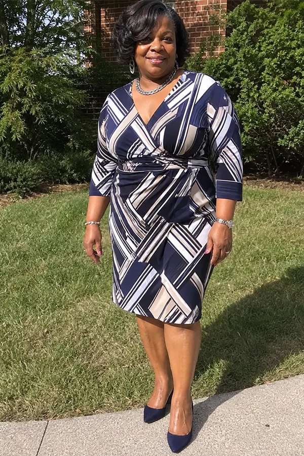 A Geometric Wrap Dress With A Defined Waist