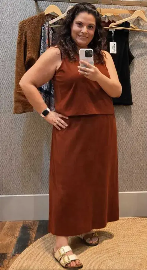 A Rust Brown Sleeveless Maxi Dress