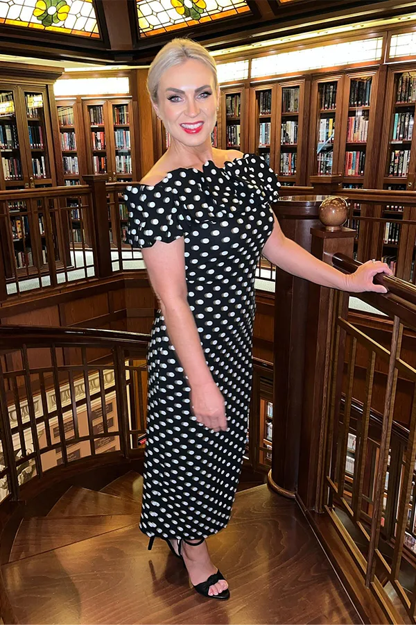 Black Polka Dot Midi Dress For A Classic Cruise Dinner