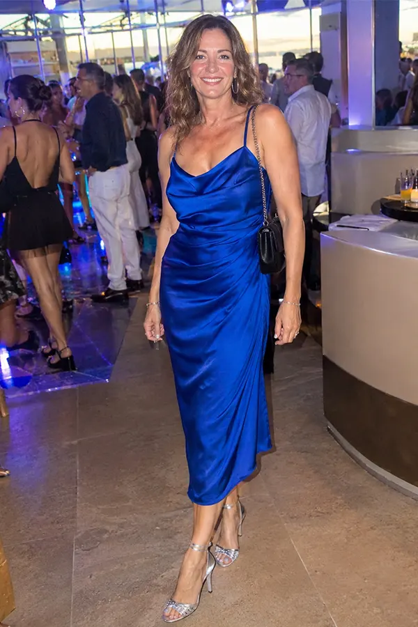 Blue Satin Maxi Dress For A Polished Day Event