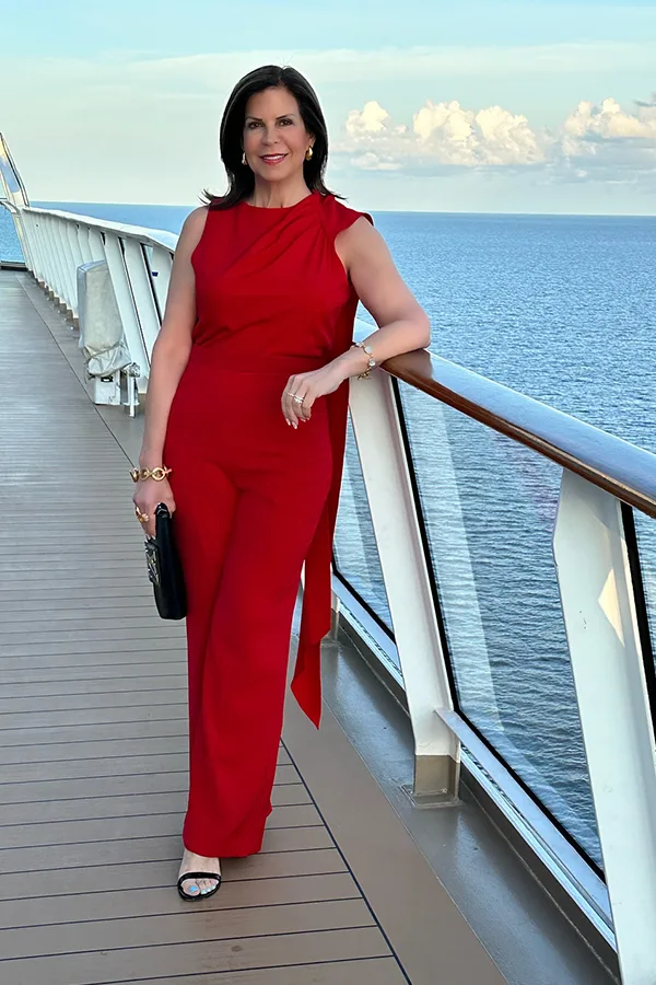 Bold Red Jumpsuit For A Polished Evening Look