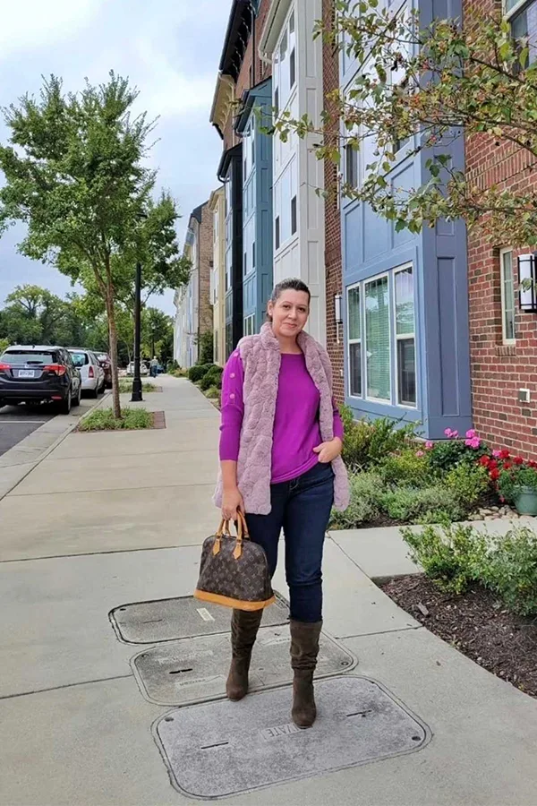 Bright Pink Cardigan With Dark Jeans