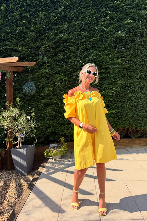 Bright Yellow Dress With Simple Summer Accessories