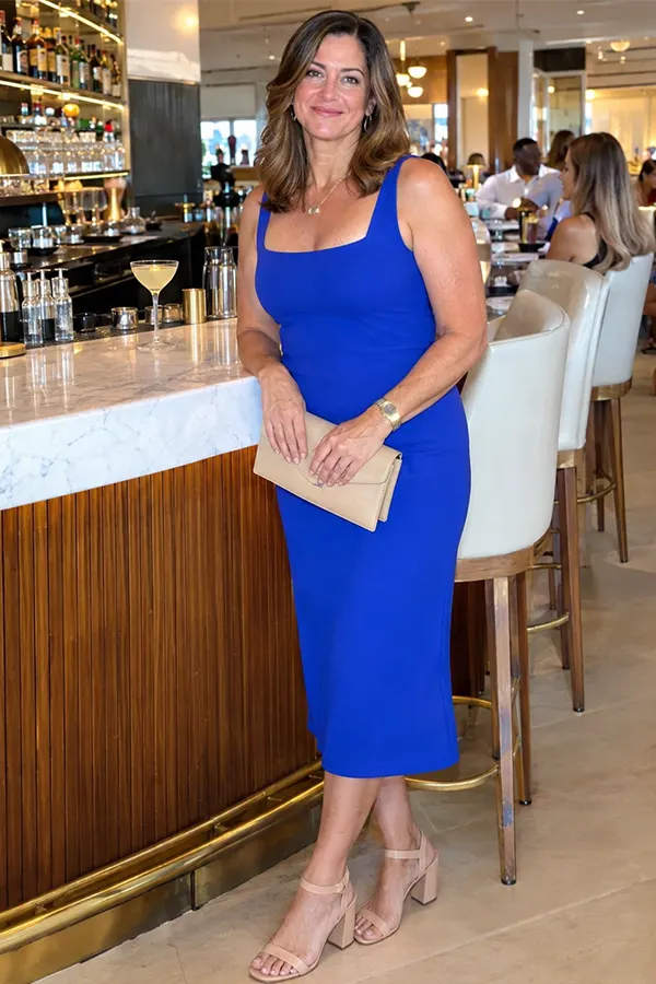 Cobalt Blue Dress With A Clean Fitted Shape