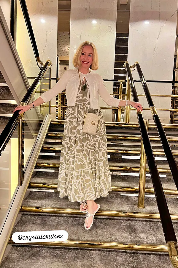 Cream Maxi Dress With A Delicate Floral Print