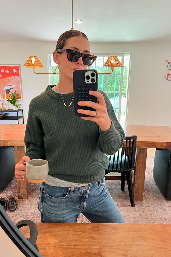 Forest Green Sweater With Classic Jeans