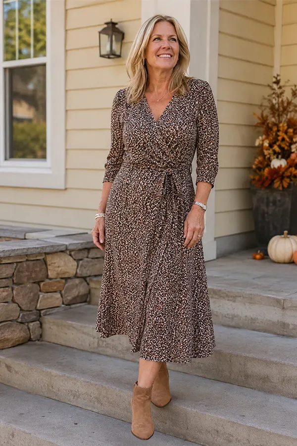 Give A Leopard Midi Dress An Easy Daytime Feel