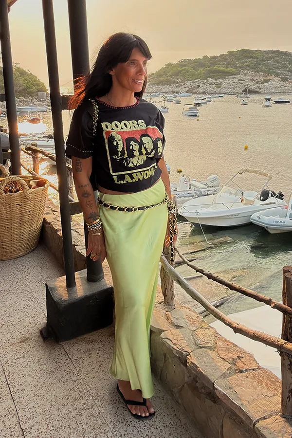 Graphic Tee With Wide Leg Green Pants