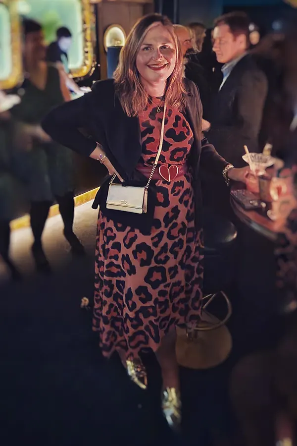 Leopard Print Dress With A Black Layer