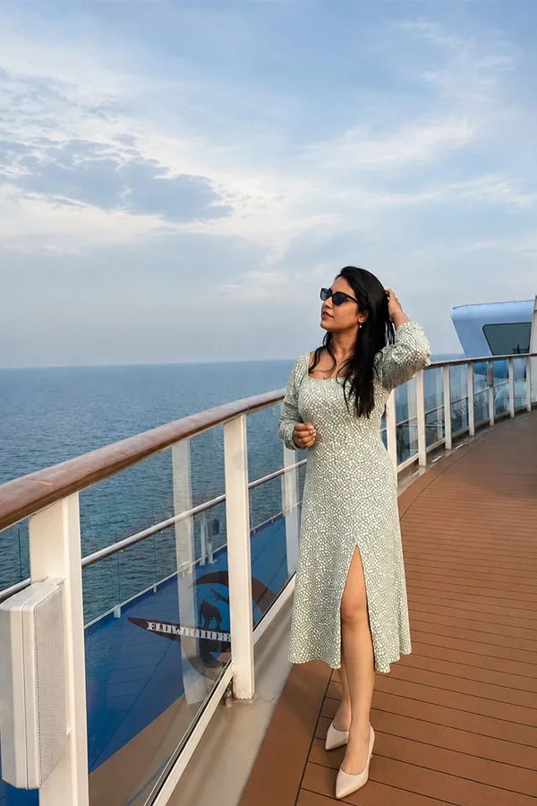 Light Green Printed Midi Dress With A Side Slit