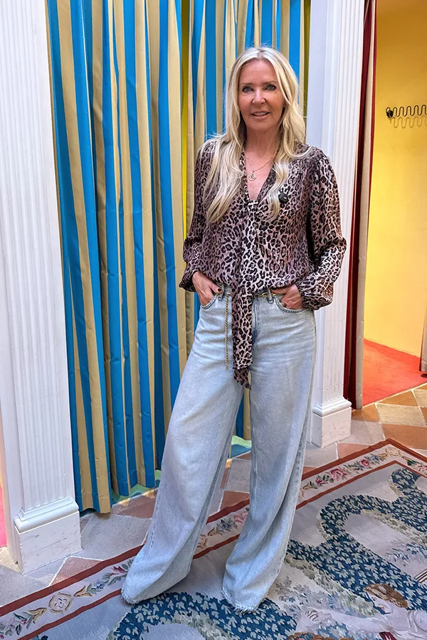 Mix Leopard Print With Relaxed Wide Leg Jeans