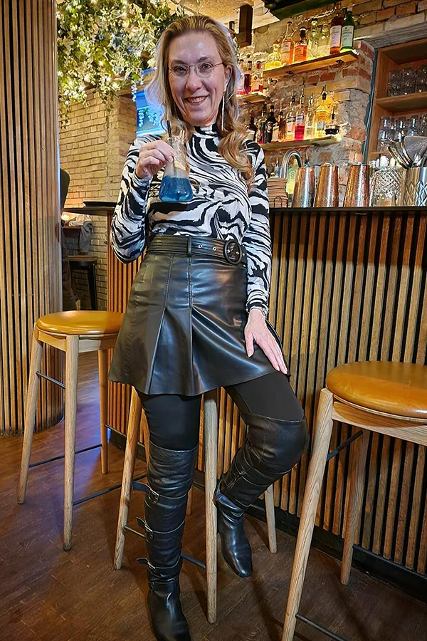 Mix A Zebra Print Top With A Black Leather Mini Skirt