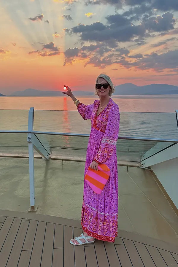 Pink Printed Maxi Dress For Sunset On Deck