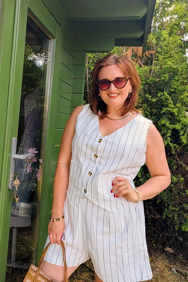 Pinstriped Vest With Matching Shorts