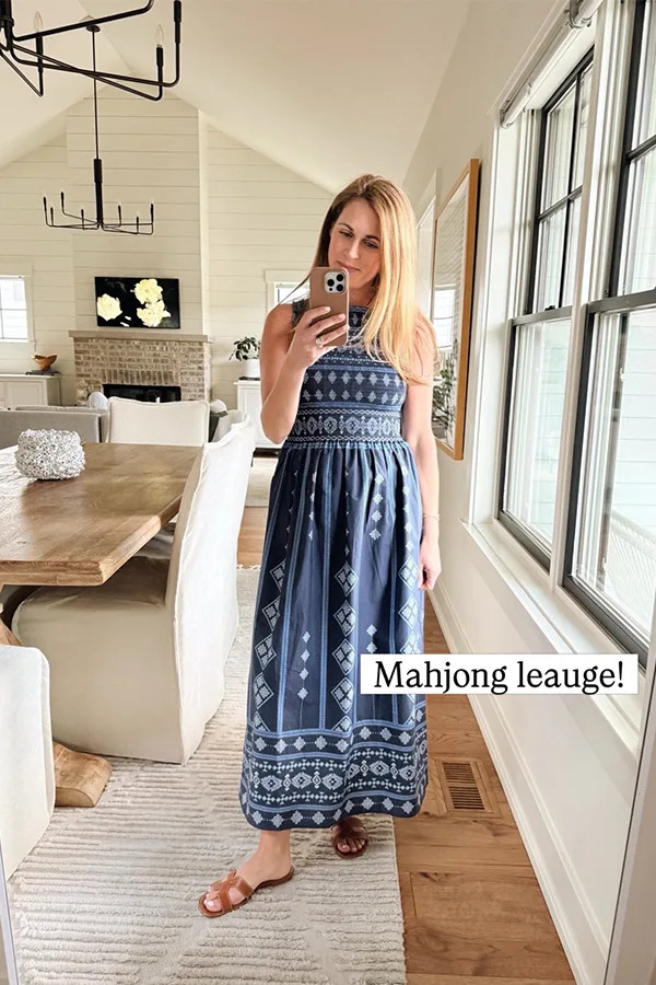 Printed Midi Dress With Flat Sandals