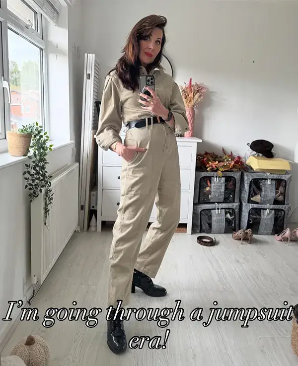 Relaxed Beige Jumpsuit With A Casual Layer