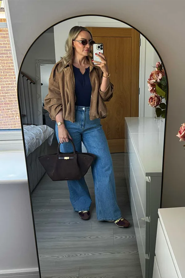 Relaxed Blazer And Wide Leg Jeans