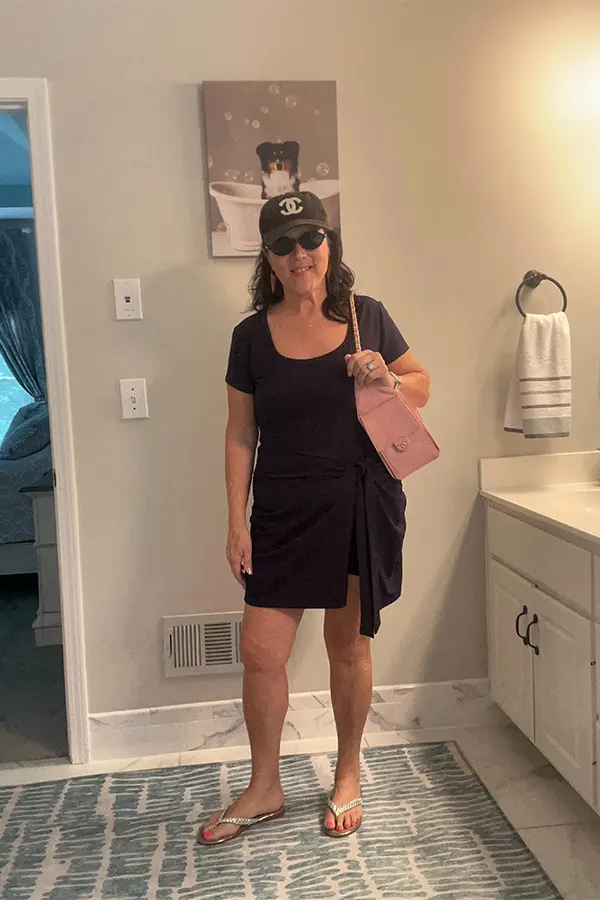Simple Black Dress Casual With Flat Sandals