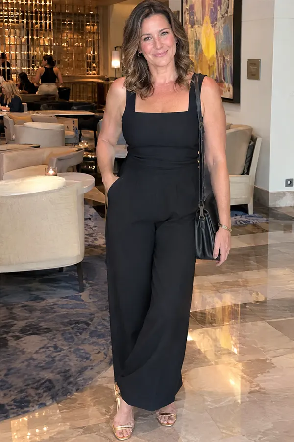 Sleek Black Jumpsuit With Wide Leg Trousers