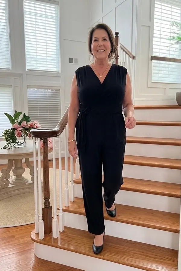 Sleeveless Black Jumpsuit With A Polished Finish