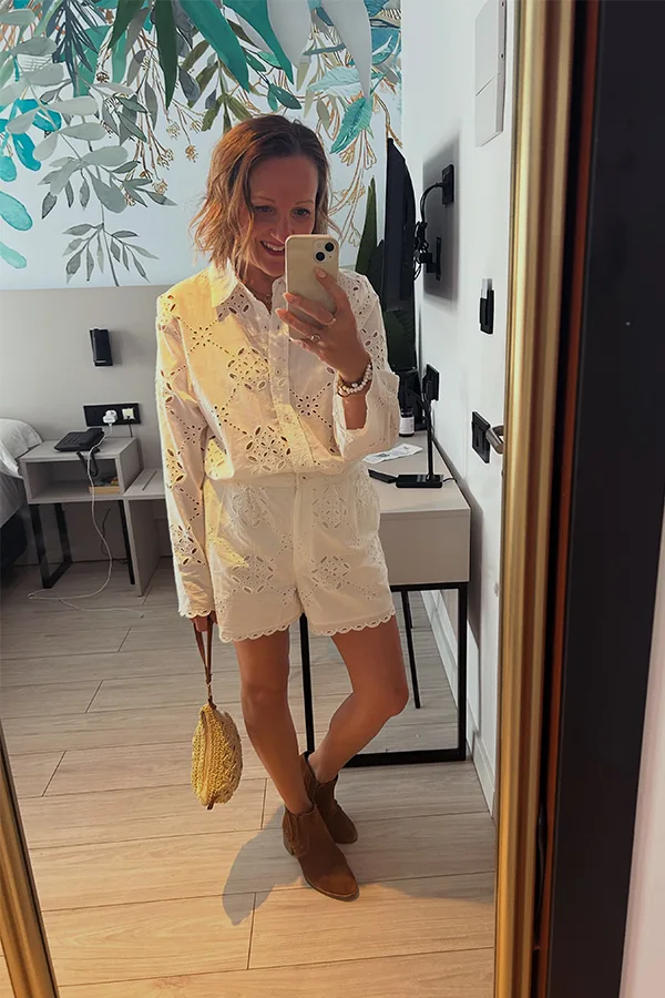 Soft Yellow Matching Set With Embroidered Detail