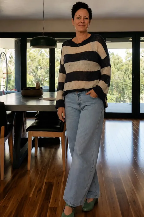 Striped Sweater With Relaxed Jeans