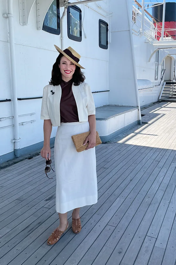 White Midi Dress With A Black Short Sleeve Layer