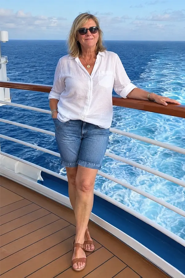 White Shirt And Denim Shorts For Casual Days