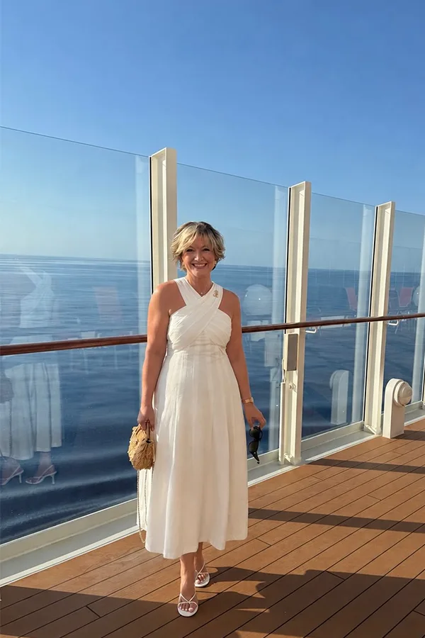 White Sleeveless Midi Dress For A Simple Day At Sea