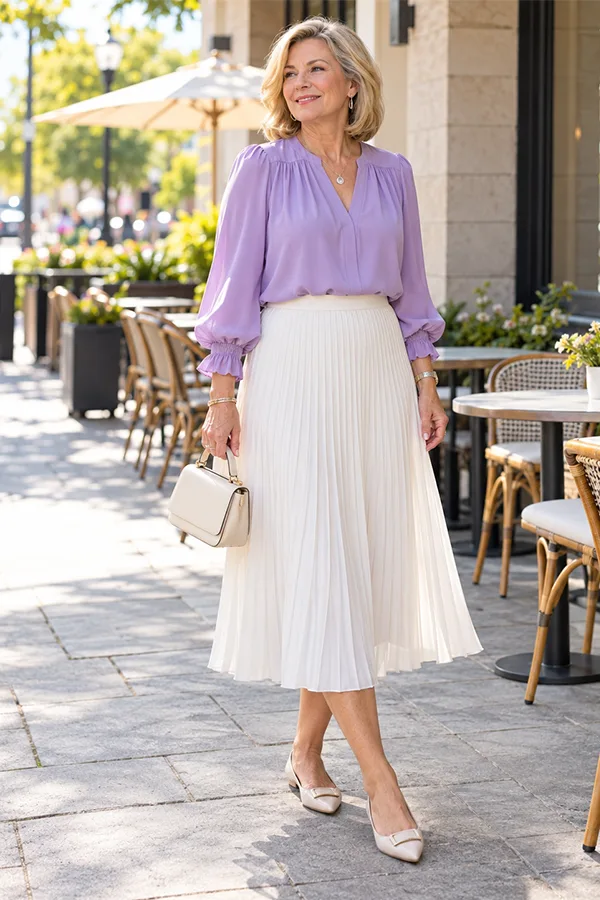 Add One Trend Without Overdoing It Lavender Dress