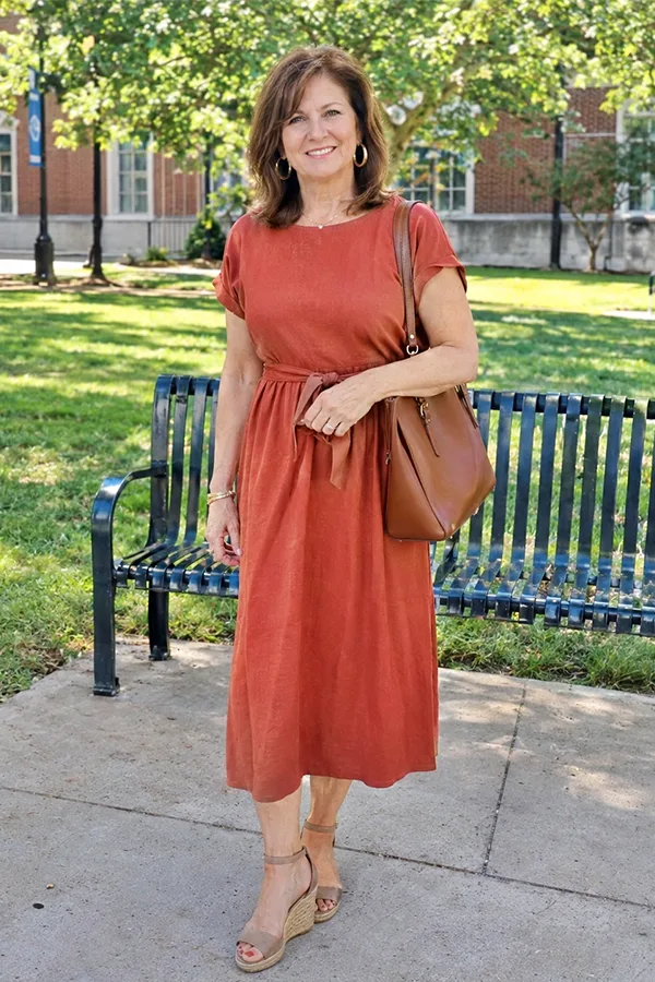Choose A Terracotta Midi Dress For Warm Understated Style