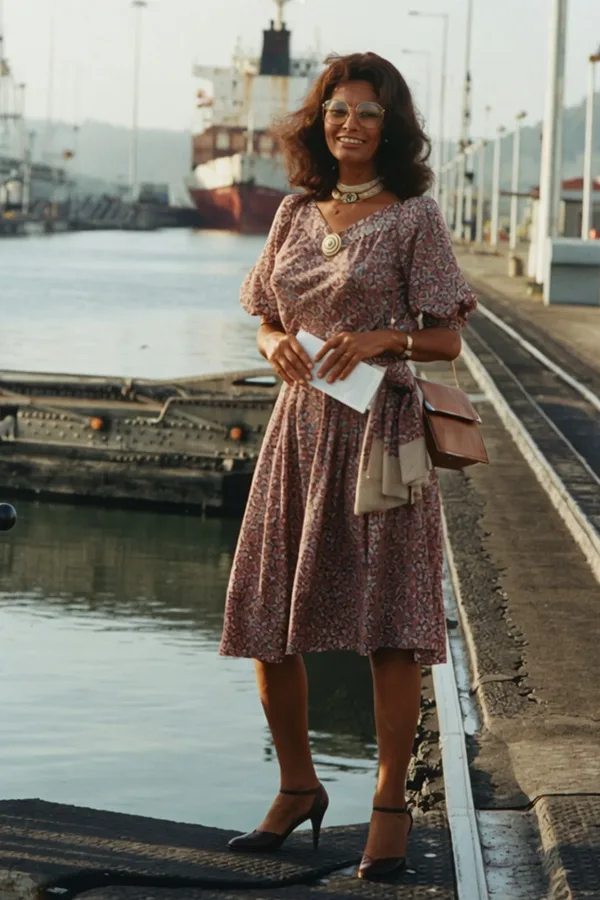 Dusty Rose Printed Midi Dress