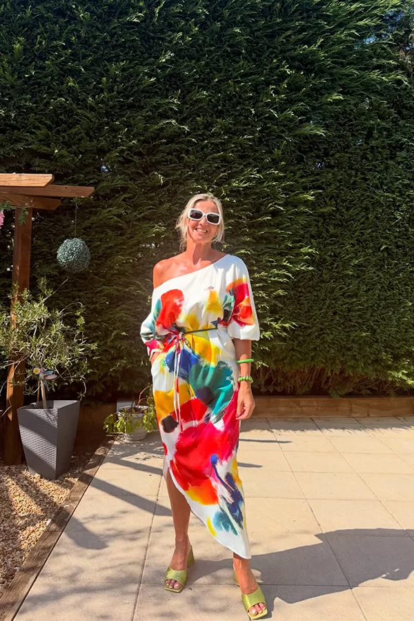 Multicolored Dress With Bold Floral Prints