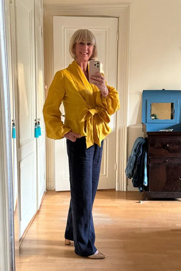 Mustard Yellow Blouse With Dark Blue Jeans