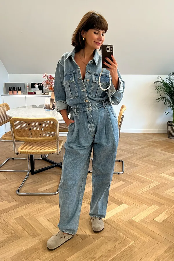 Soft Denim Jumpsuit With Relaxed Indoor Styling