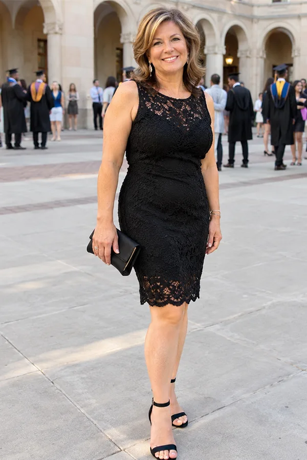 Wear A Black Lace Dress For A Sophisticated Graduation Outfit