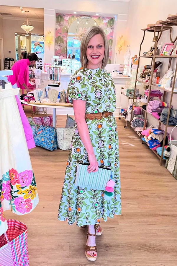 Wear A Colorful Floral Midi Dress For A Feminine Graduation Look