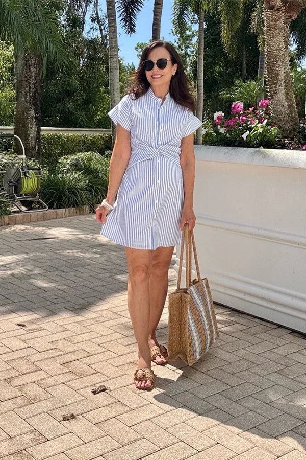 Wear A Striped Shirt Dress For A Relaxed Graduation Look